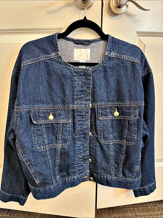H&M Jackets & Blazers - H&M Collarless Denim Jacket Blue Small